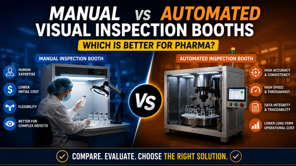 Manual vs Automated Visual Inspection Booths: Which Visual Inspection Booth Automation Solution is Better for Pharma?
