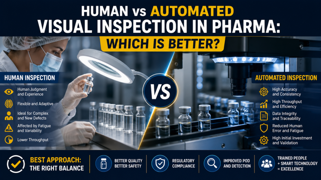 Visual Inspection in Pharma: Human vs Automated Visual Inspection – Which is Better for Quality and Compliance?