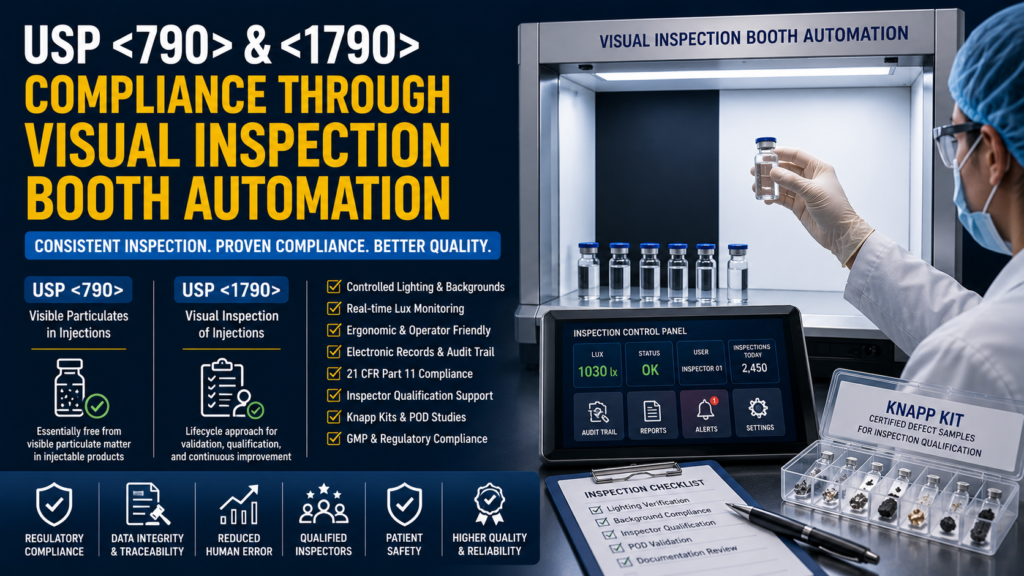 USP <790> & <1790> Compliance Through Visual Inspection Booth Automation: A Complete Guide for Pharmaceutical Manufacturers
